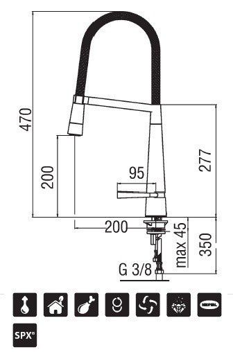креслення Кухонний змішувач Nobili Likid LK00300CR