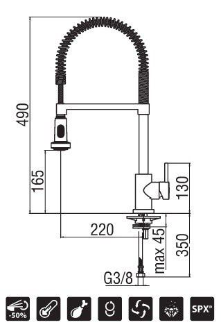 чертеж Кухонный смеситель Nobili Live LV00300/3CR