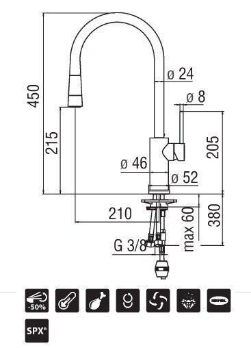 креслення Кухонний змішувач Nobili Web WB00117/2CR