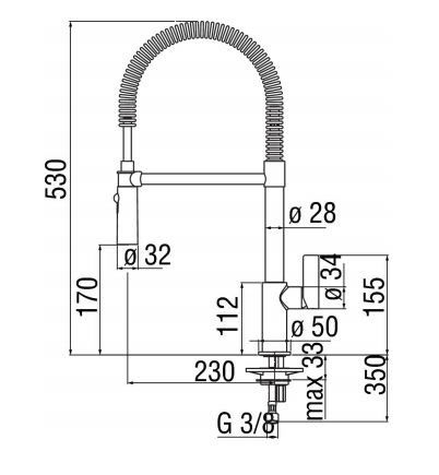 креслення Кухонний змішувач Nobili Flag FL96320/1CR пружинний