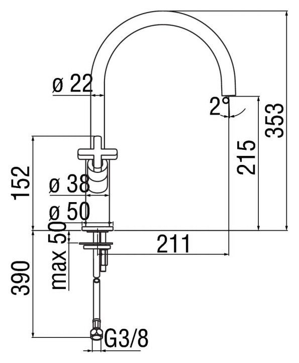 креслення Кухонний змішувач Nobili Lira LR116217CR