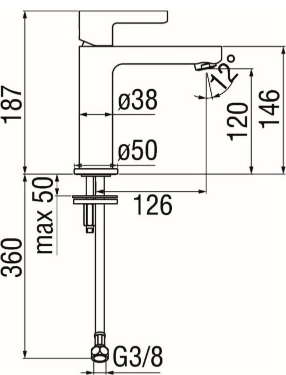 креслення Змішувач для раковини Nobili Lira Uno LR116118/3CR