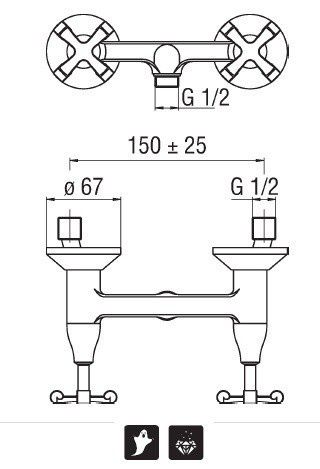 креслення Змішувач для душа Nobili Carlos Primero CP230CR