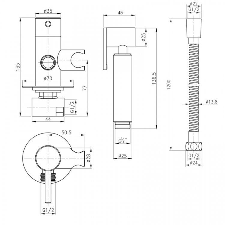 креслення Гігієнічний душ Q-tap ​​Inspai-Varius VOT V00440001