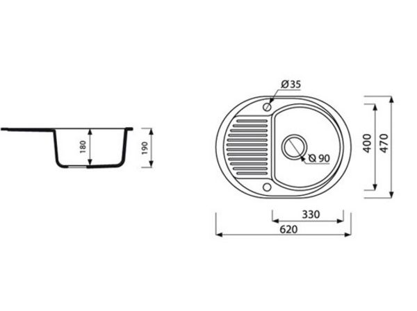 креслення Кухонна мийка Fancy Marble Yuta 102067001