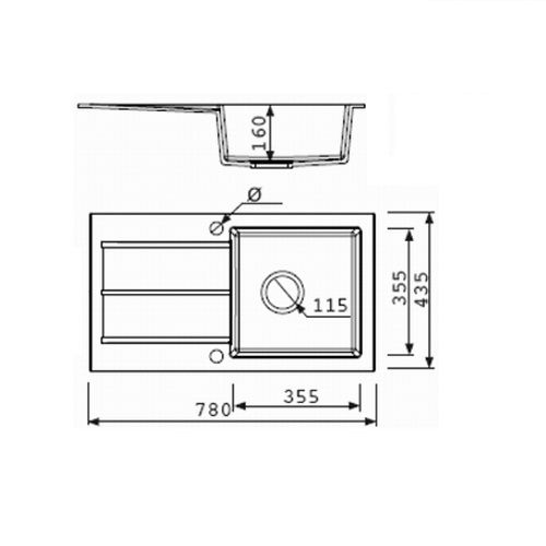 чертеж Кухонная мойка Fancy Marble Tennessee 106080004