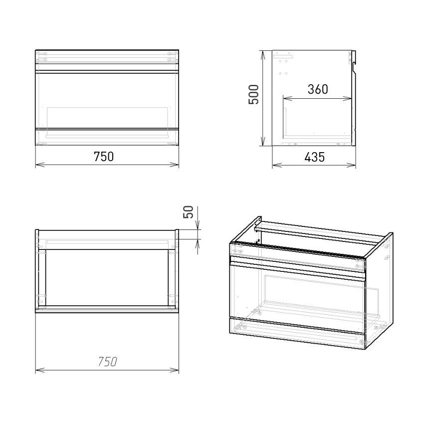 креслення Тумба підвісна Volle Orlando 15-35-76