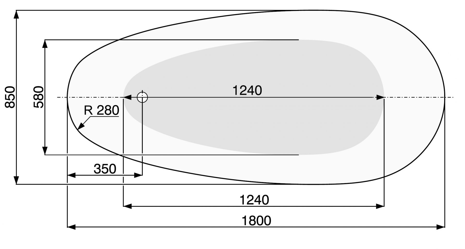 креслення Ванна окремостояча PoolSpa Future PWKPF10ZP0C0000