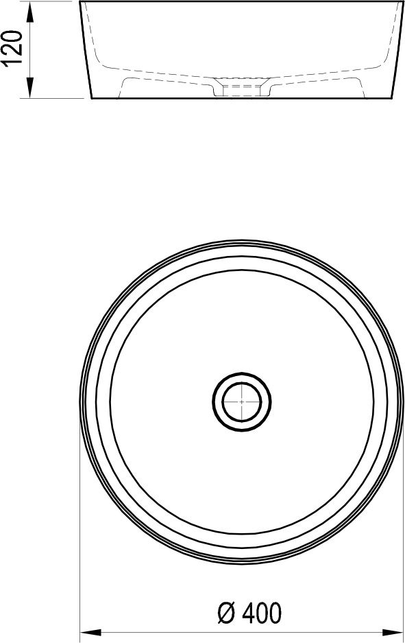 креслення Накладна раковина Ravak Ceramic Uni Slim XJX01140002