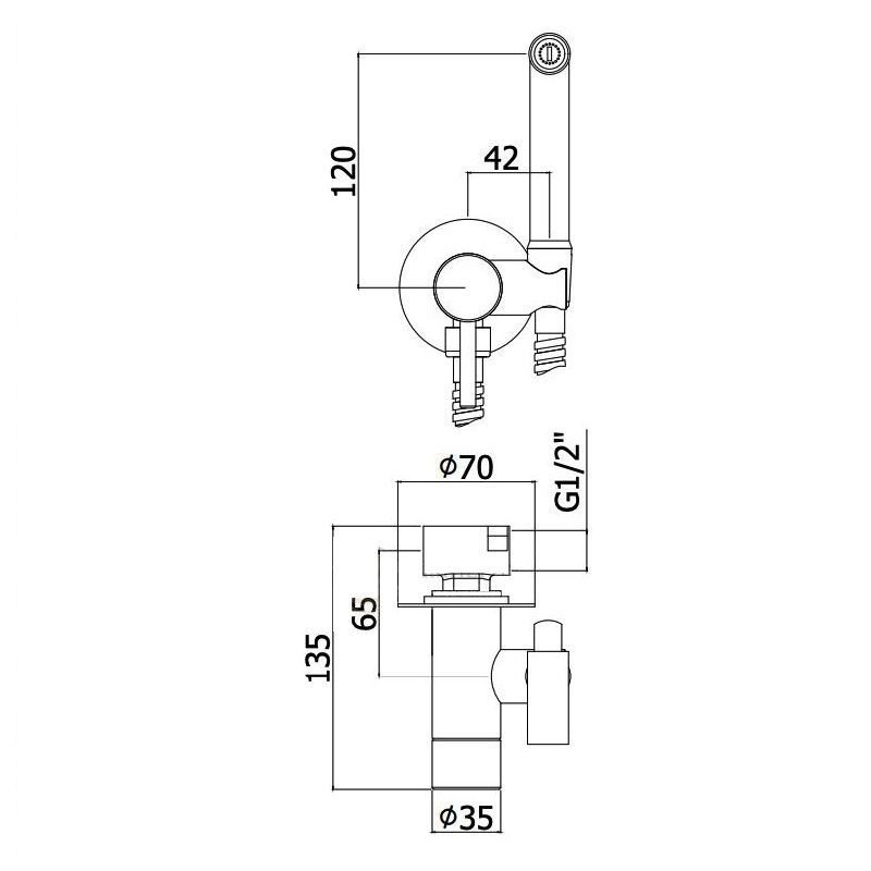 креслення Гігієнічний душ Paffoni Tweet Round ZDUP110BO