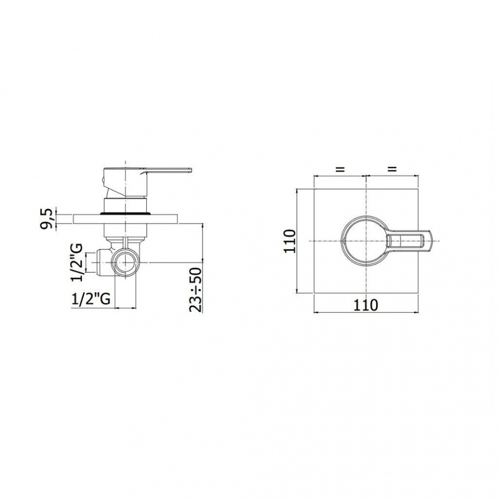 креслення Змішувач прихованого монтажу Paffoni Ringo RIN 010 CR