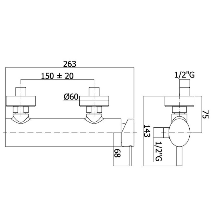 креслення Змішувач для душа Paffoni Berry BR 168 CR