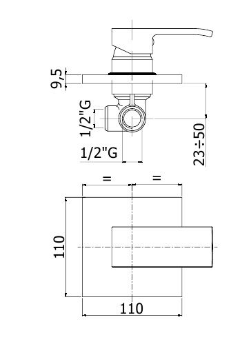 креслення Змішувач прихованого монтажу Paffoni Effe EF 010 CR