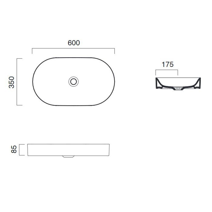 креслення Накладна раковина Catalano Horison 160AHZ00
