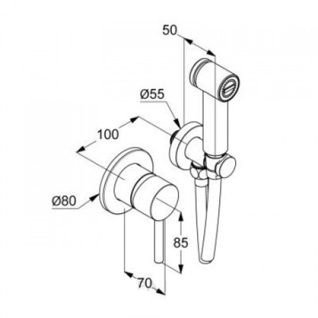 креслення Набір гігієнічного душа Kludi Bozz 389983976