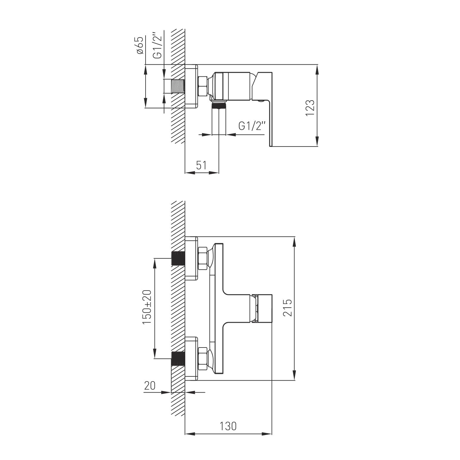 креслення Змішувач для душа Volle De la Noche 10-40-3100-black