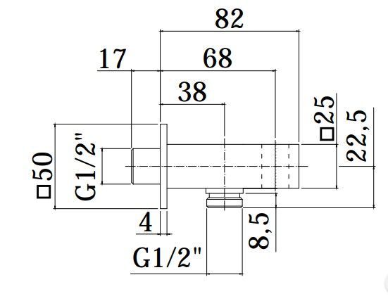 креслення Шланговое під'єднання Paffoni Effe ZSUP 032 CR