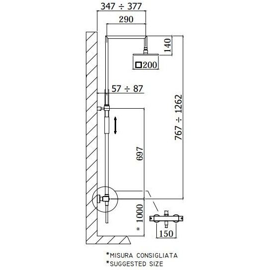 креслення Душова система Paffoni Syncro Top ZCOL 655 CR
