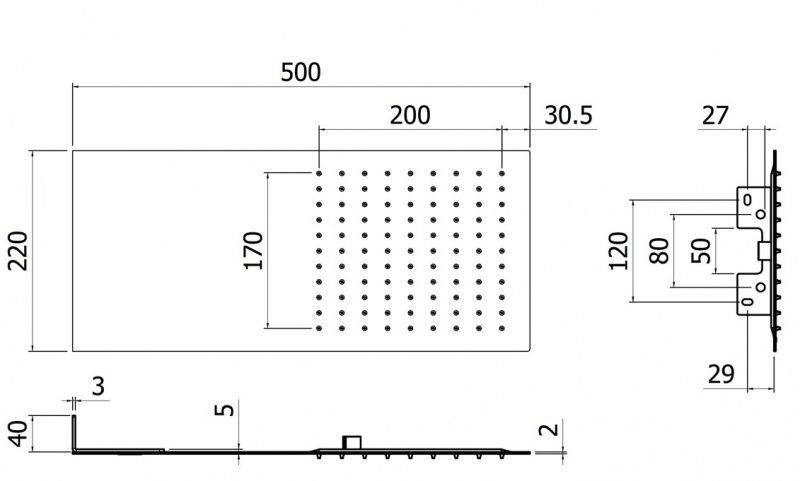 креслення Верхній душ Paffoni Slim ZSOF 117 CR