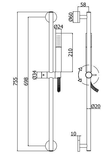 креслення Душовий набір Paffoni Life ZSAL 135 CRAG