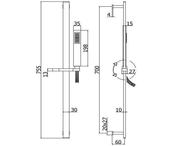 креслення Душовий набір Paffoni City ZSAL 145 CRAG