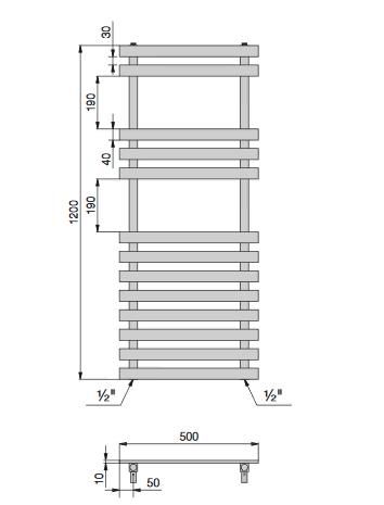 креслення Сушарка для рушників Zehnder Truva TRV-120-050
