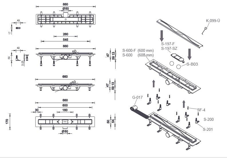 креслення Дренажний канал Styron STY-CH-60