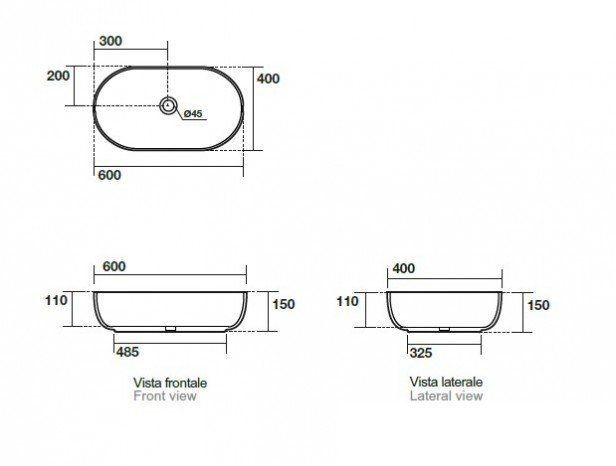 креслення Накладна раковина Kerasan Nolita 5343 30