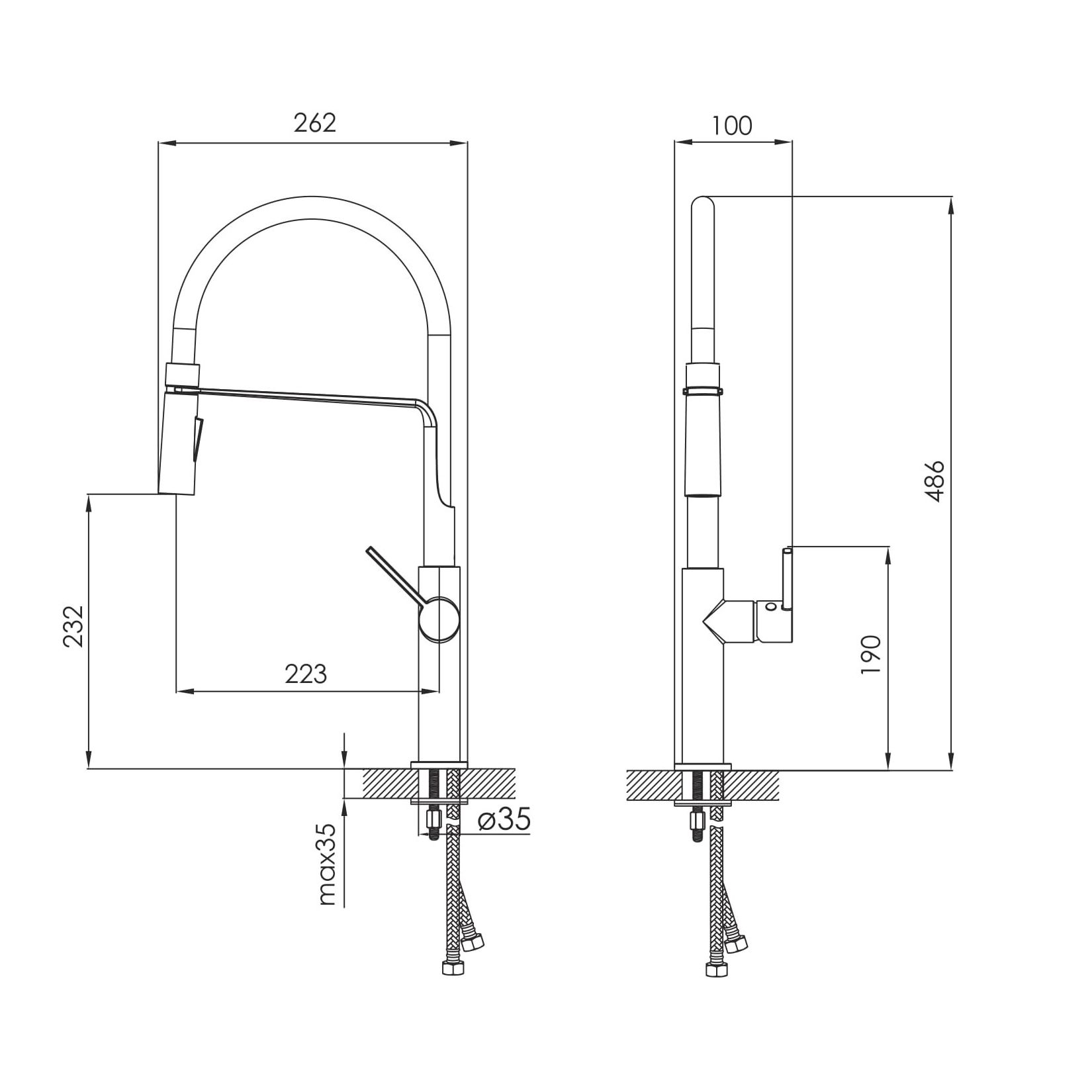 креслення Кухонний змішувач Imprese Boa 55921 