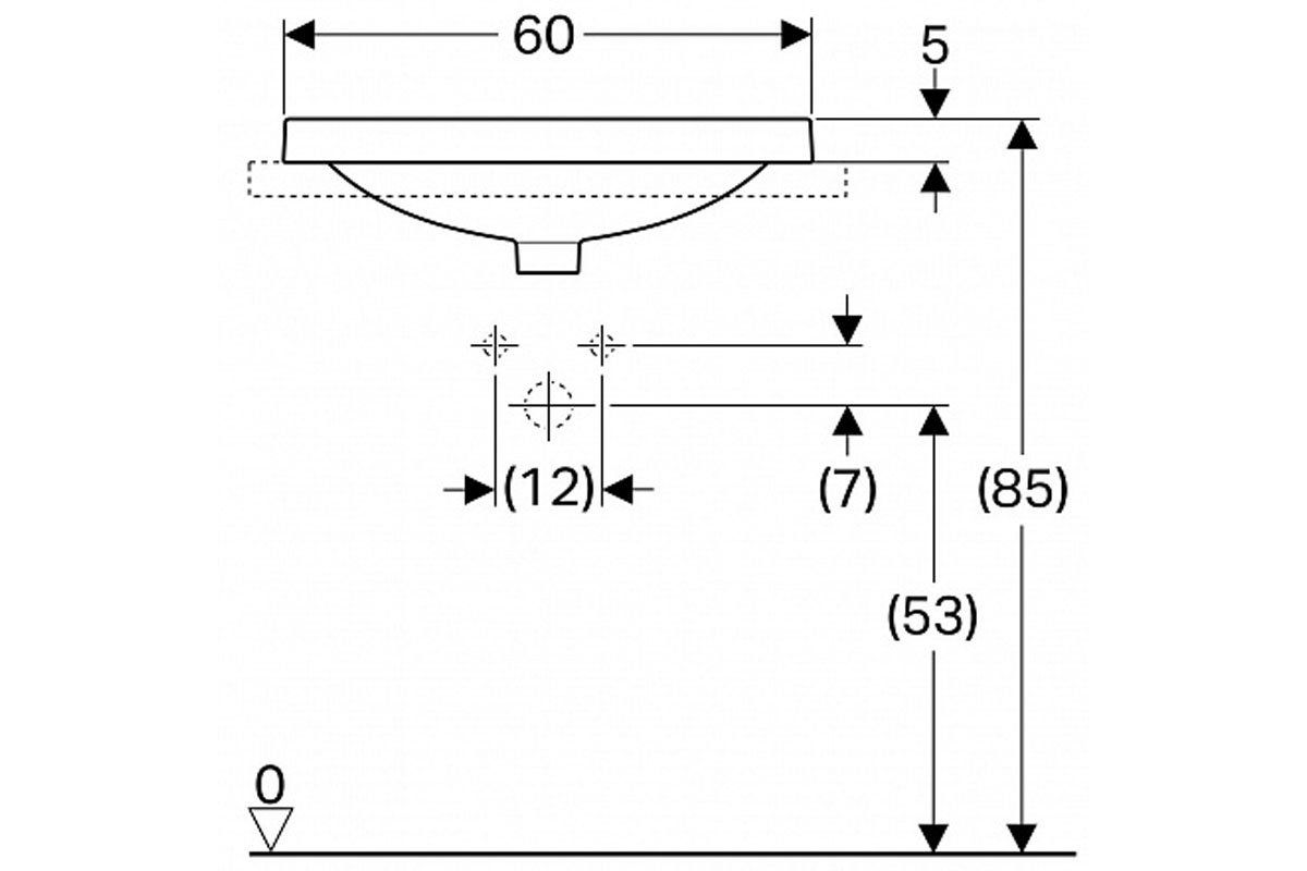 технічна схема Вбудована раковина Geberit VariForm 500.731.01.2