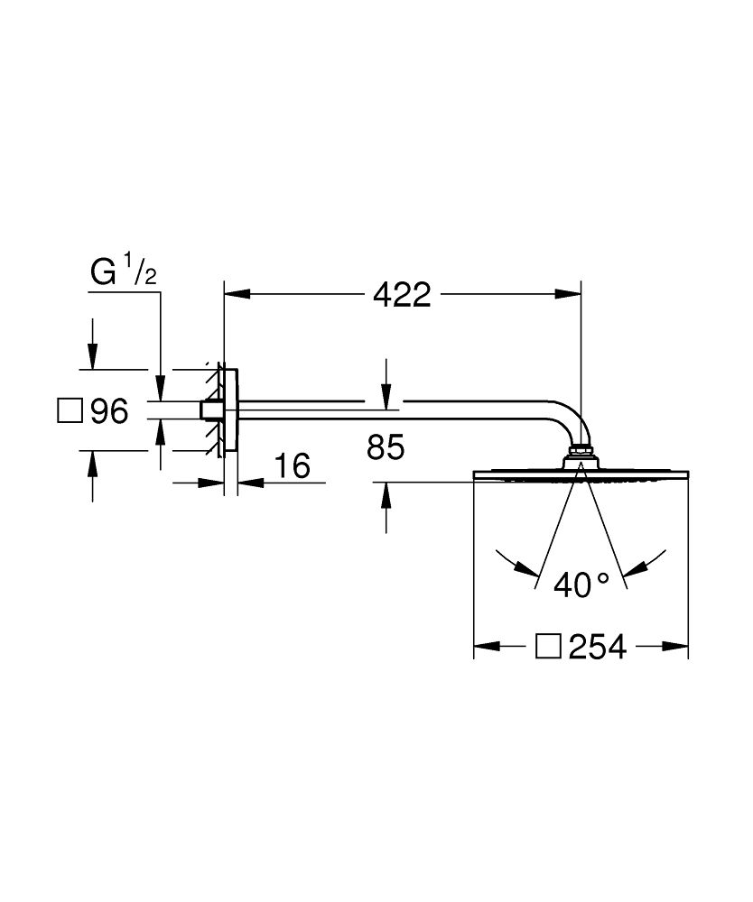 креслення Душова система прихованого монтажу Grohe Grohtherm Cube 3450600A