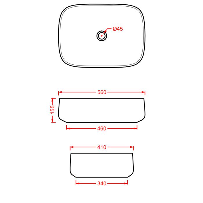 креслення Накладна раковина ArtCeram Quadro COL009