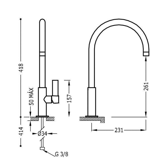 креслення Високий змішувач для раковини Tres Project 21190601