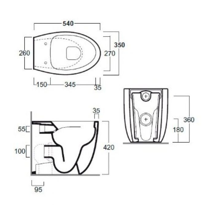 креслення Приставний унітаз Simas Bormio BR01 + BR006