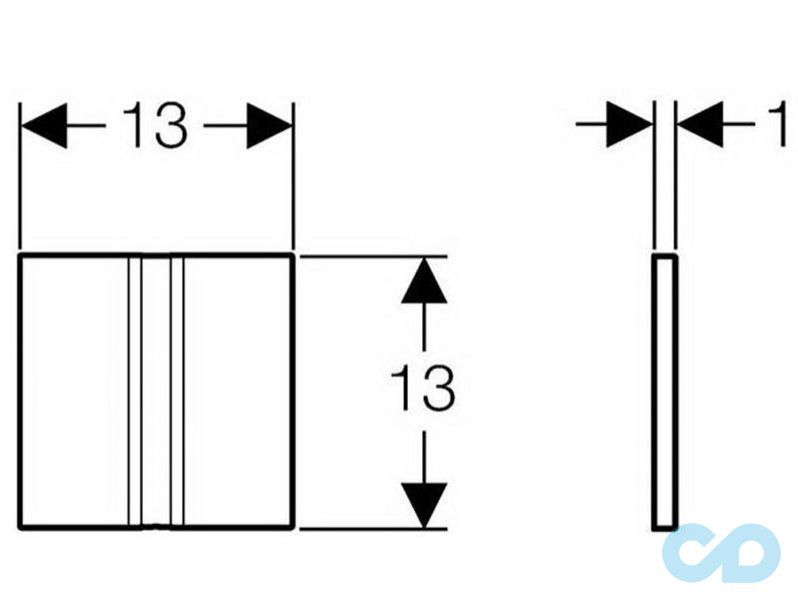 технічна схема Кнопка змиву для пісуара Geberit Sigma50 116.036.GH.1