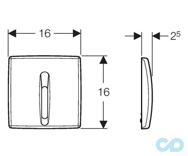 техническая схема Клавиша смыва для писсуара Geberit Basic 115.818.46.5