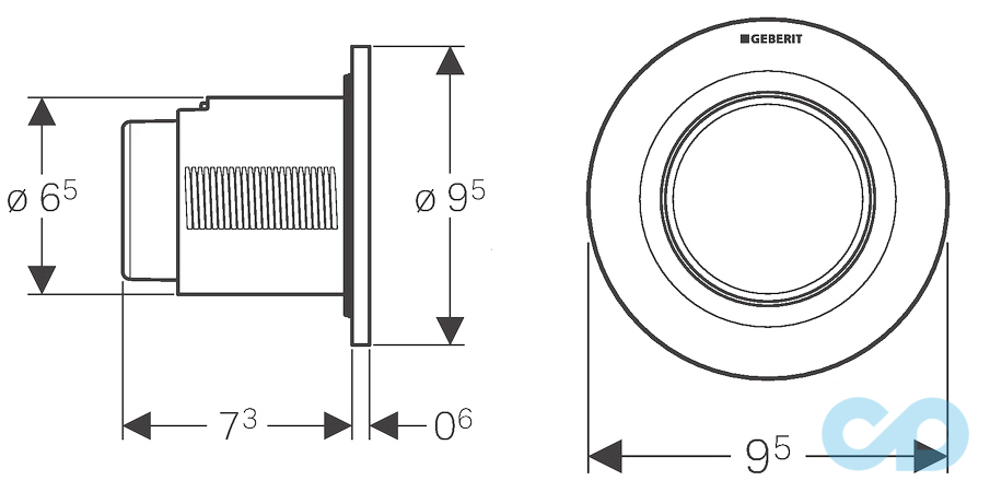 креслення Кнопка змиву Geberit 116.041.11.1