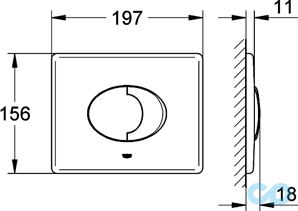 технічна схема Кнопка змиву Grohe Skate Air 38506P00