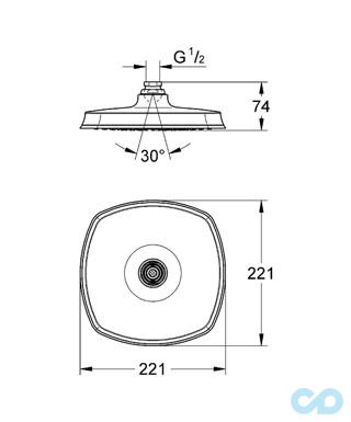 технічна схема Верхній душ Grohe Grandera 210 27974000