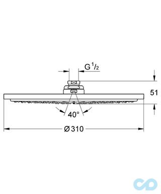 технічна схема Верхній душ Grohe Rainshower® Cosmopolitan 310 27477000
