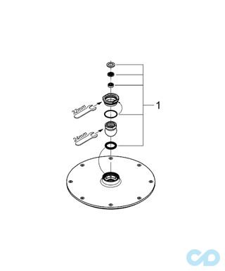 технічна схема Верхній душ Grohe Rainshower® Cosmopolitan 210 2836800E