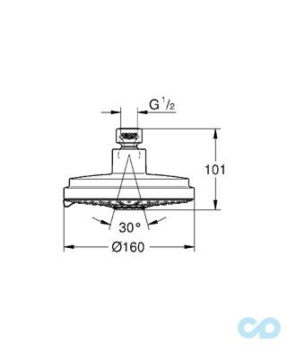 чертеж Верхний душ Grohe Rainshower® Cosmopolitan 160 27134000