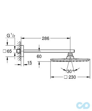 креслення Верхній душ Grohe Rainshower® Allure 230 26054000