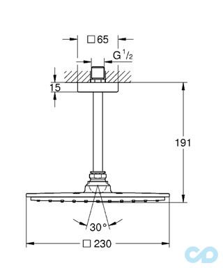 креслення Верхній душ Grohe Rainshower® Allure 230 26055000