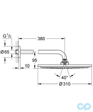 креслення Верхній душ Grohe Rainshower® Cosmopolitan 310 26056000