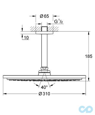 чертеж Верхний душ Grohe Rainshower® Cosmopolitan 310 26067000