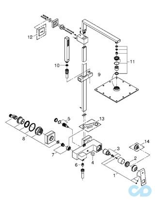 чертеж Душевая система Grohe Euphoria Cube XXL System 230 23147001