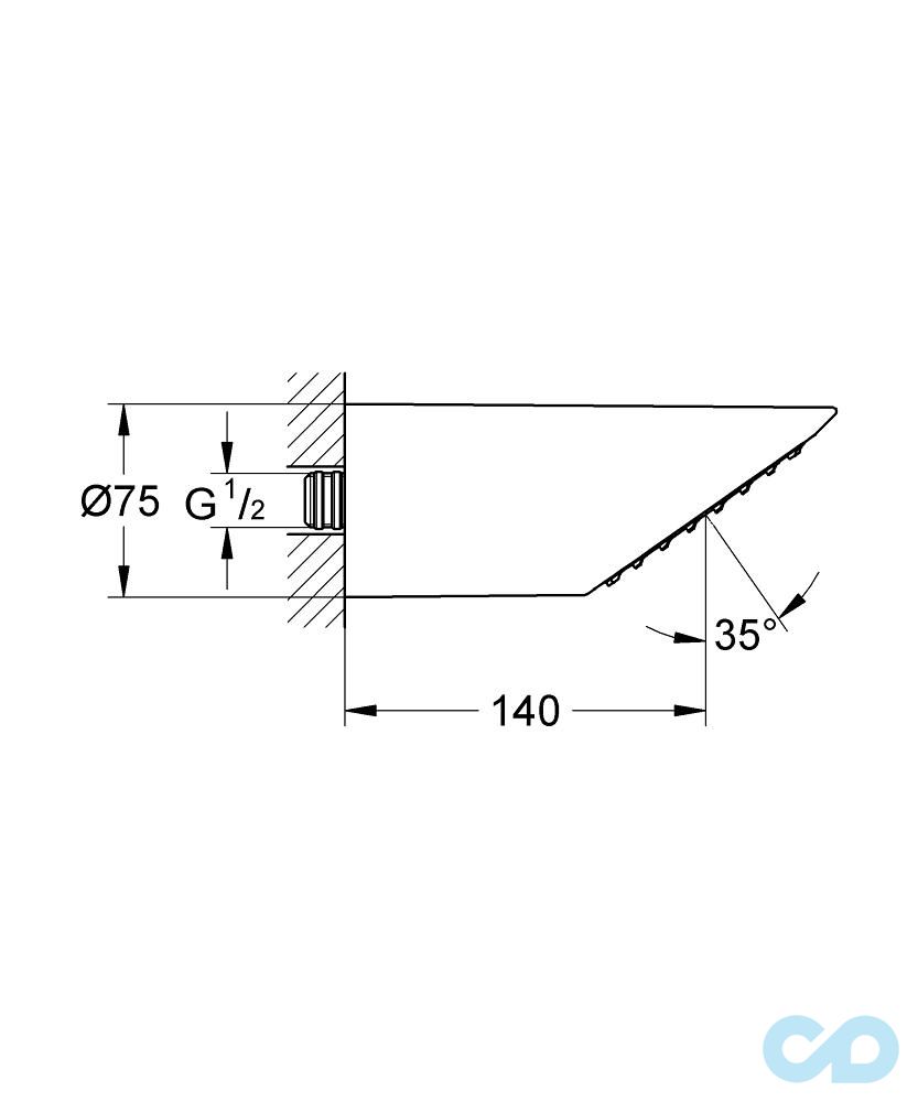 креслення Верхній душ Grohe Sena 75 28308000