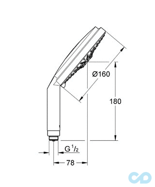 креслення Верхній душ Grohe Rainshower Cosmopolitan 160 28756000