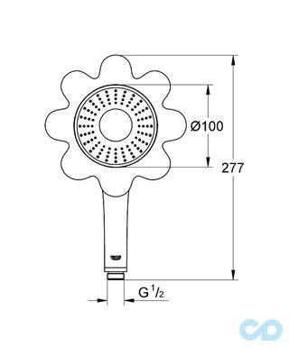 креслення Ручний душ Grohe Rainshower Icon 100 26115YR0